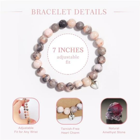 Natural stone healing bracelet for women get well soon gift inspirational jewelr - Picture 4 of 7